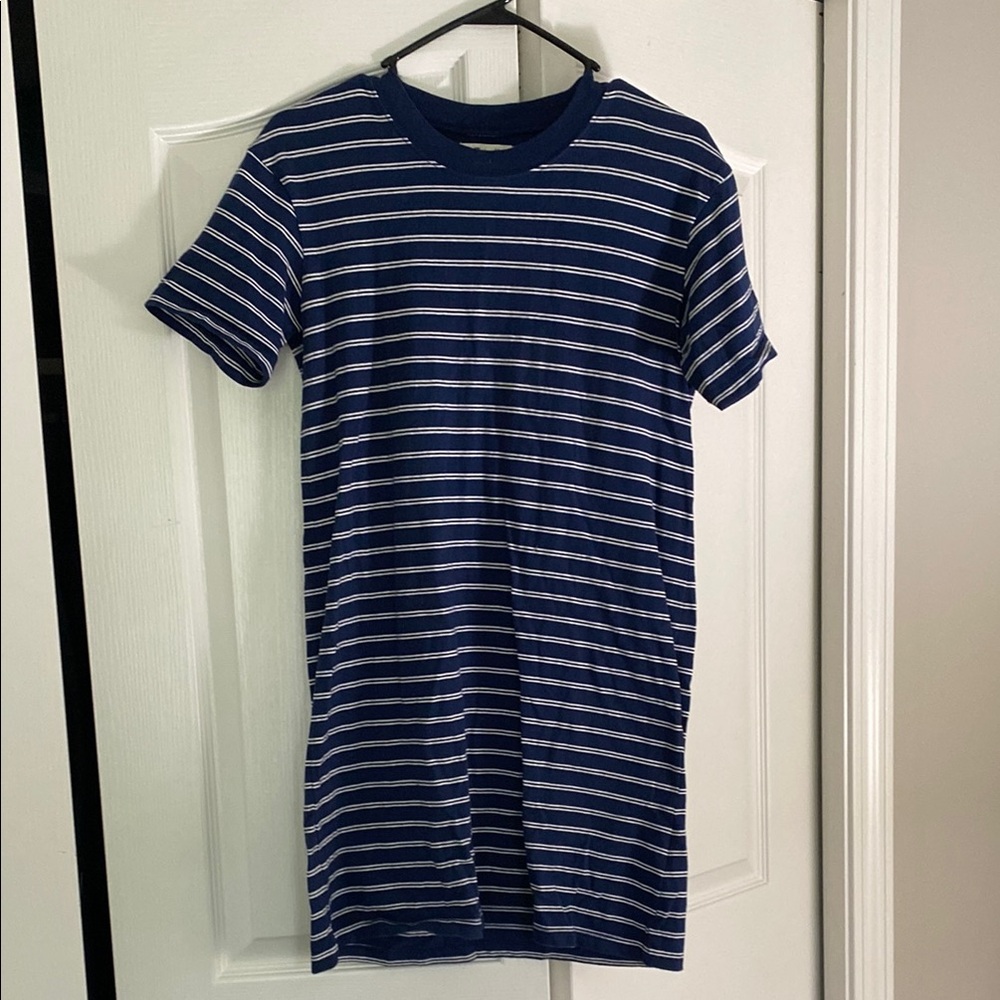 Madewell Navy and White Striped T-Shirt Dress